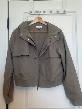 Splendid Taupe Hooded Bomber Jacket with Zip